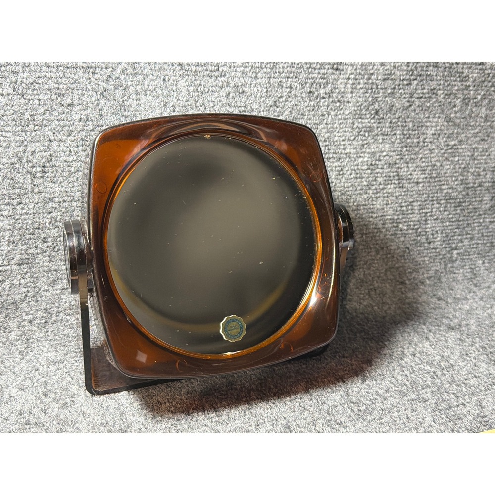 Vintage 1980s Lucite Amber Swivel Vanity Mirror Double Sided Magnifying‎ Brown